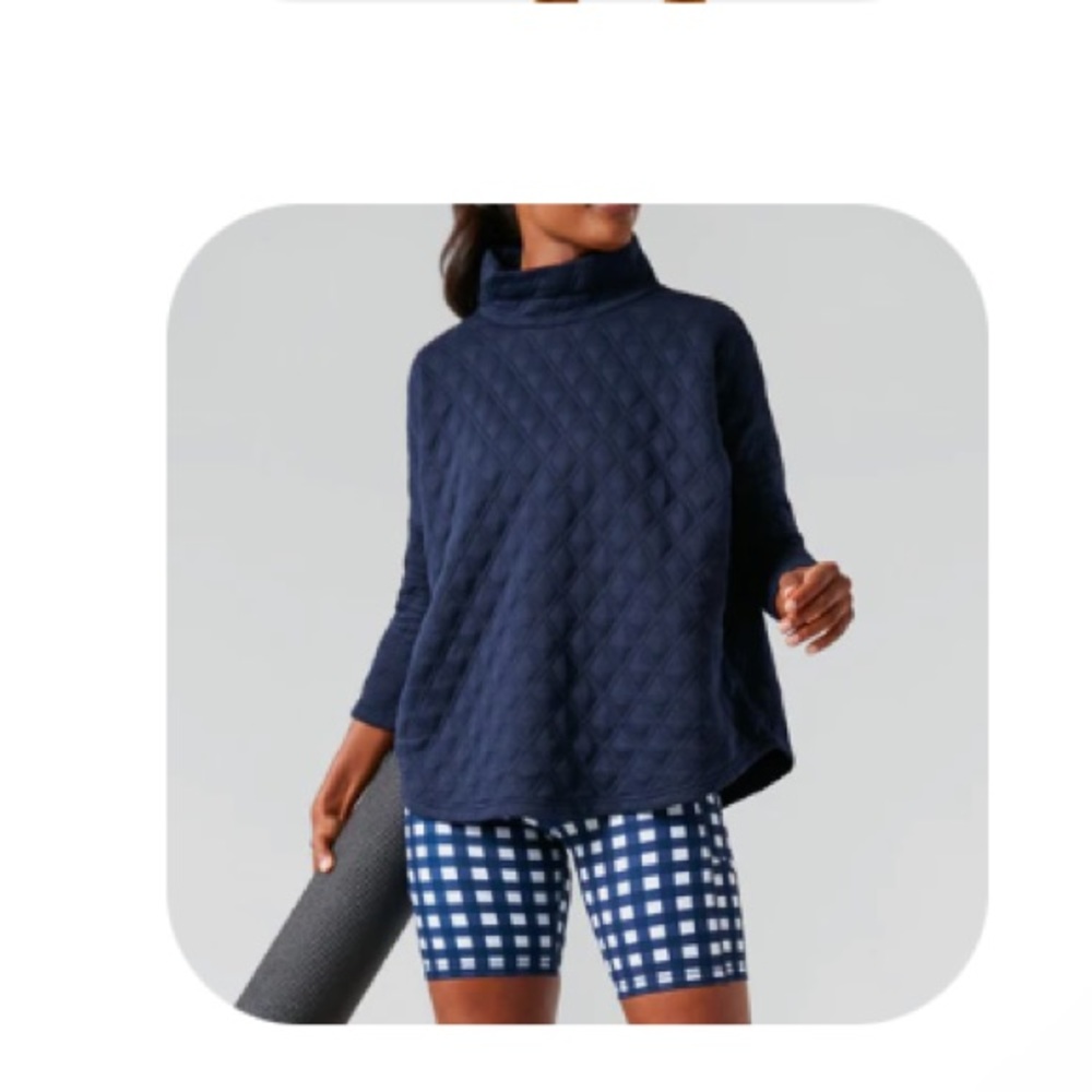 Navy Quilted Funnel Pullover l XS/S